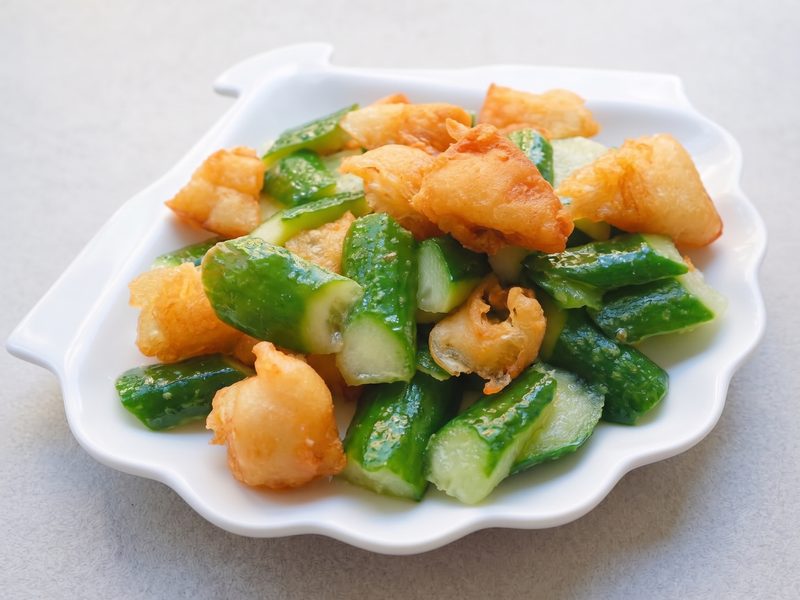 Braised Cucumber with Fried Dough Sticks