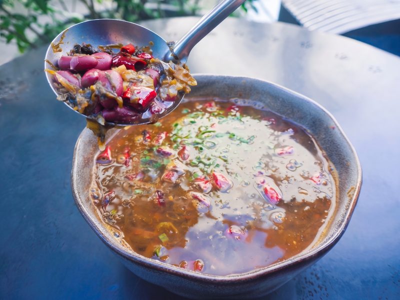 Pickled Mustard Greens & Crispy Red Bean Soup